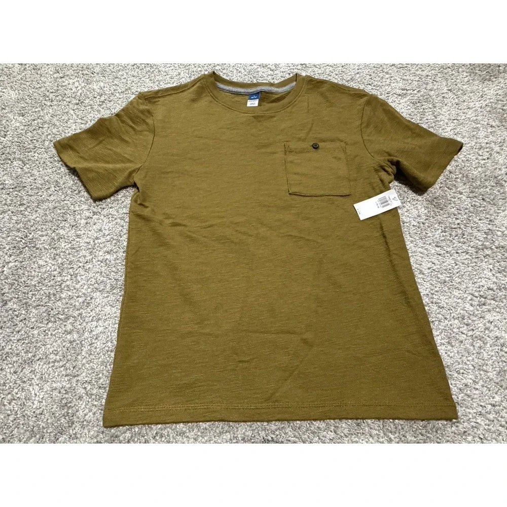 Lot of 2 NWT Old Navy Youth Boys Textured-Knit Pocket T-Shirts Dark Gray & Green